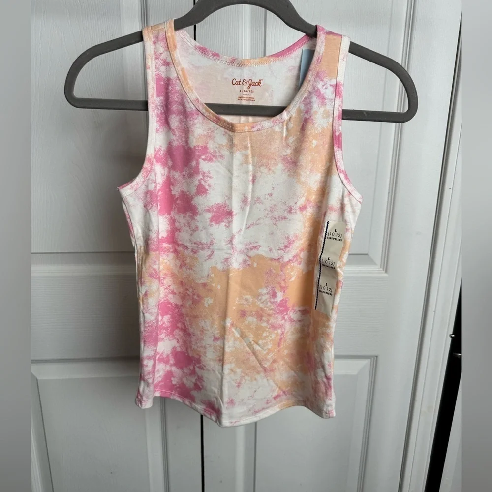 Cat & Jack kids 'Pink and Orange Tie-Dye Tank Top Size 10/12  NWT